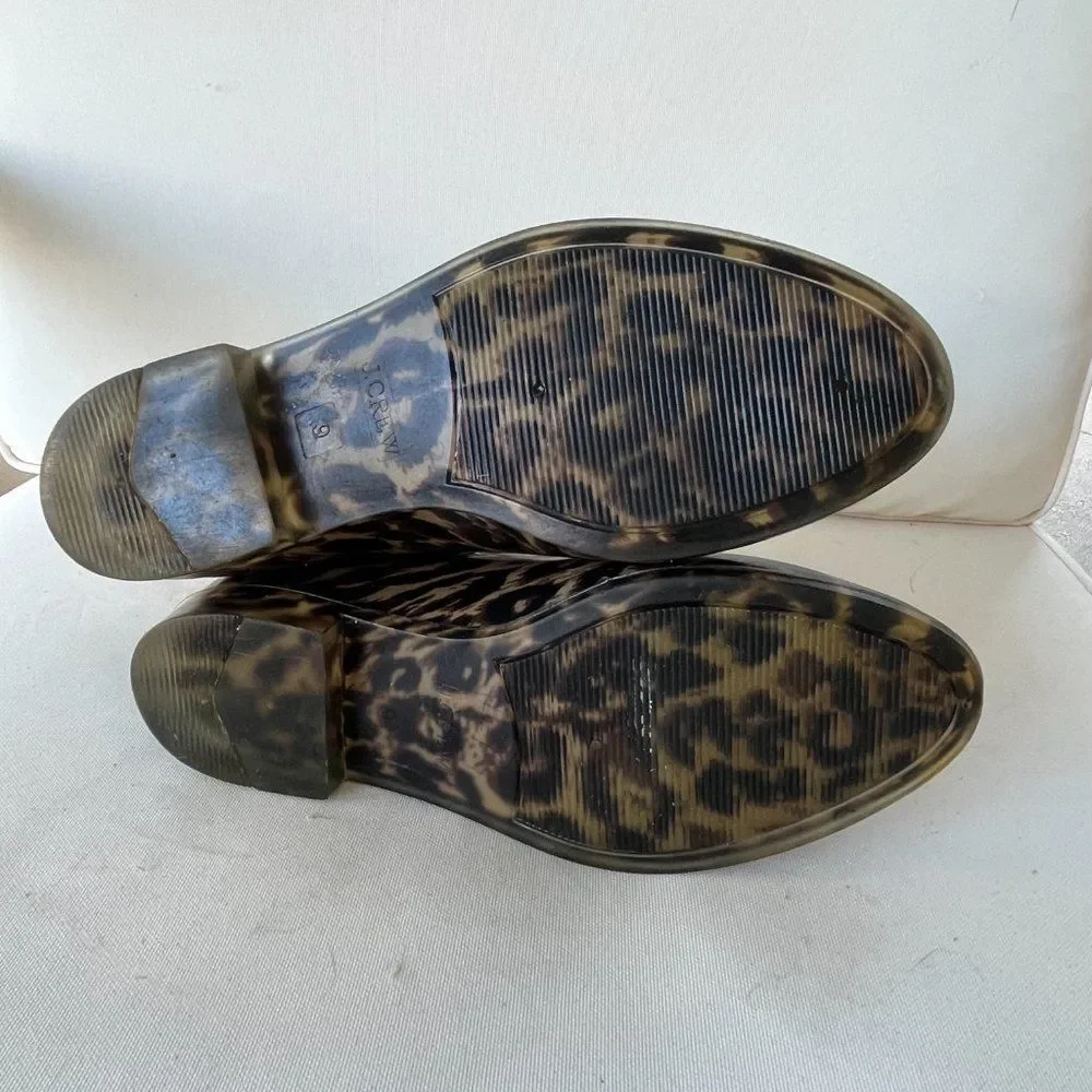 J. Crew Leopard Print Rain Chelsea Boots - Black Elastic